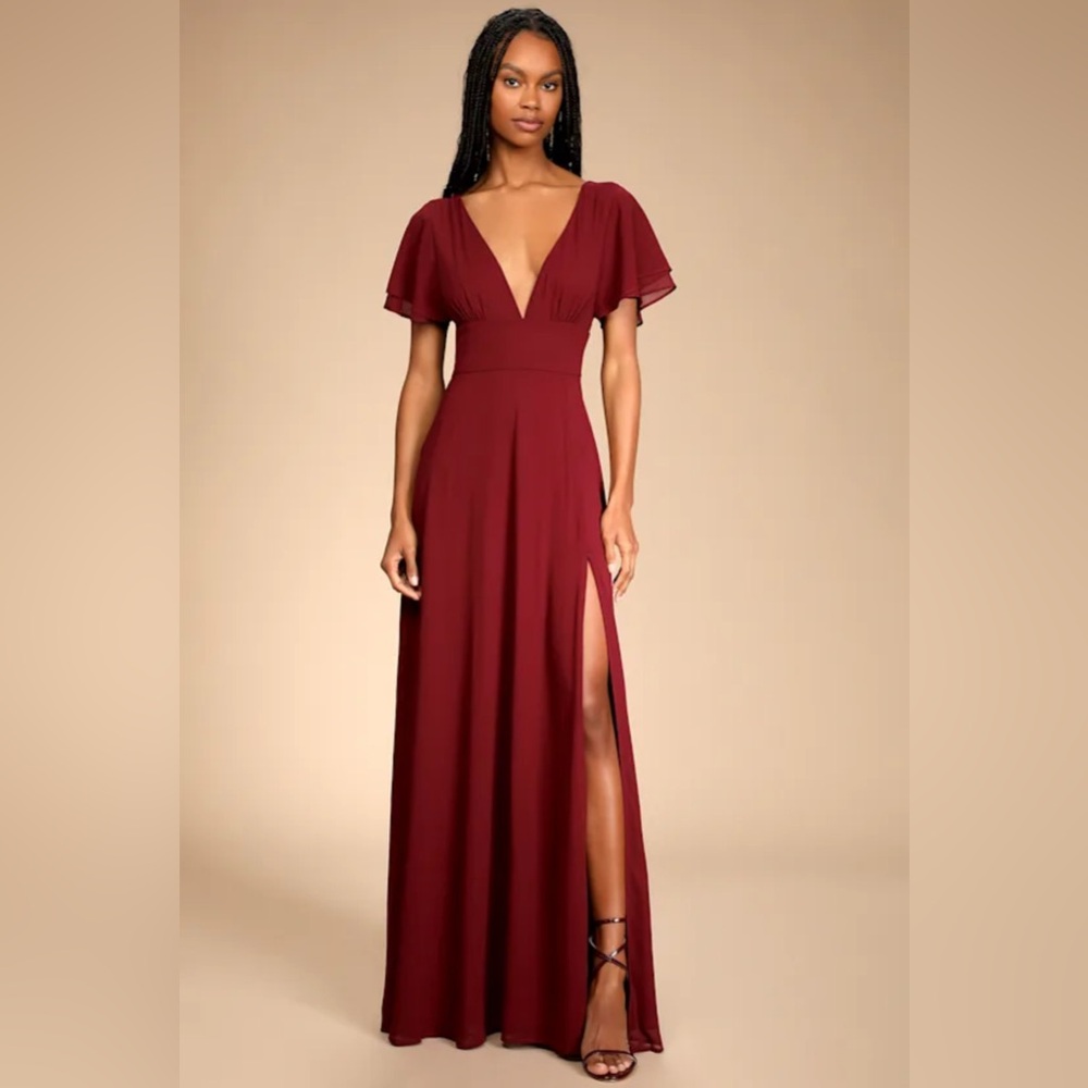 Lulu's Flutter Sleeve Maxi Dress